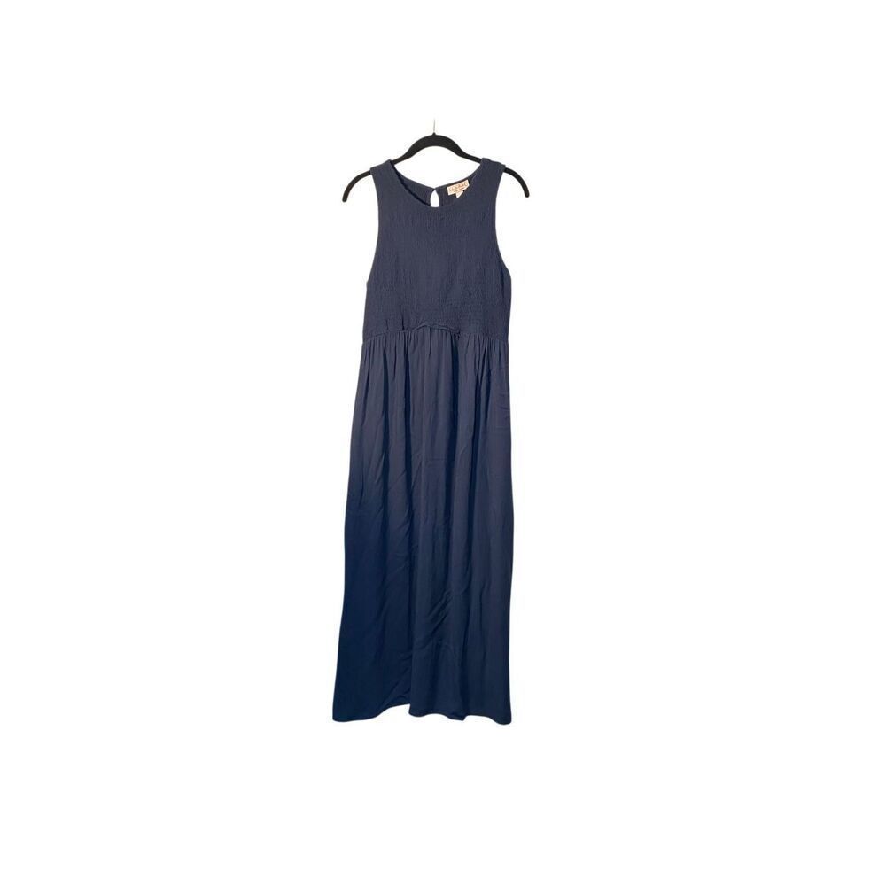 Isabel maternity women’s blue Smocked top dress w/pockets med
